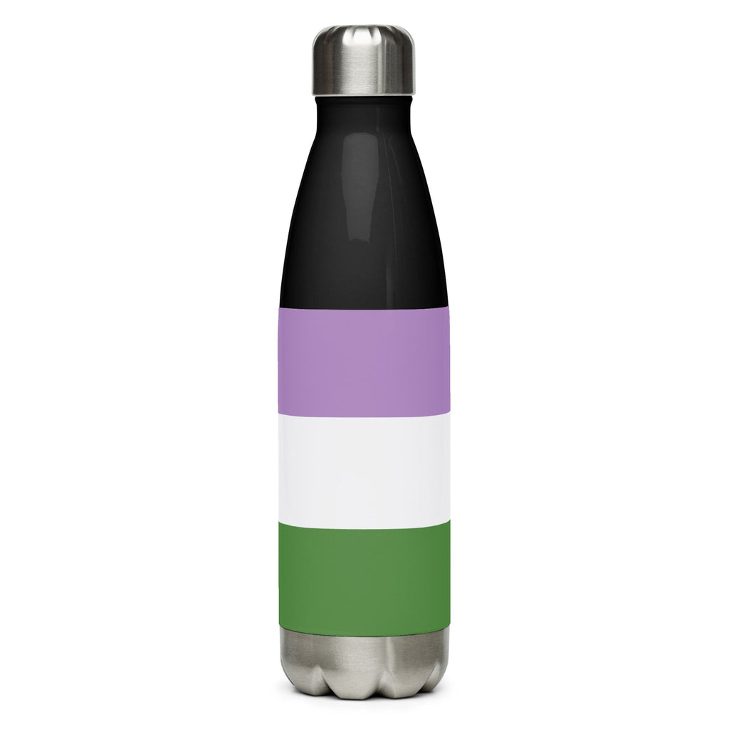 Genderqueer Stainless Steel Water Bottle - Black - LGBTPride.com