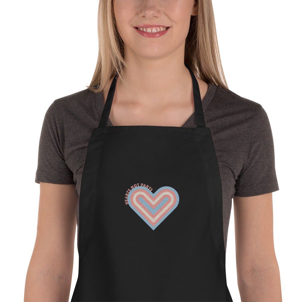 Hearts Not Parts Embroidered Apron - Black - LGBTPride.com