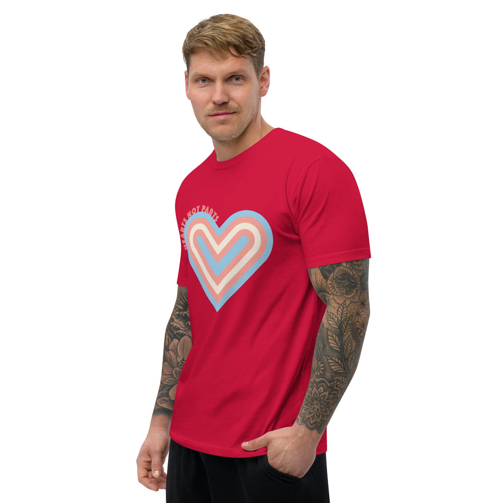 Hearts Not Parts Men's T-shirt - Red - LGBTPride.com