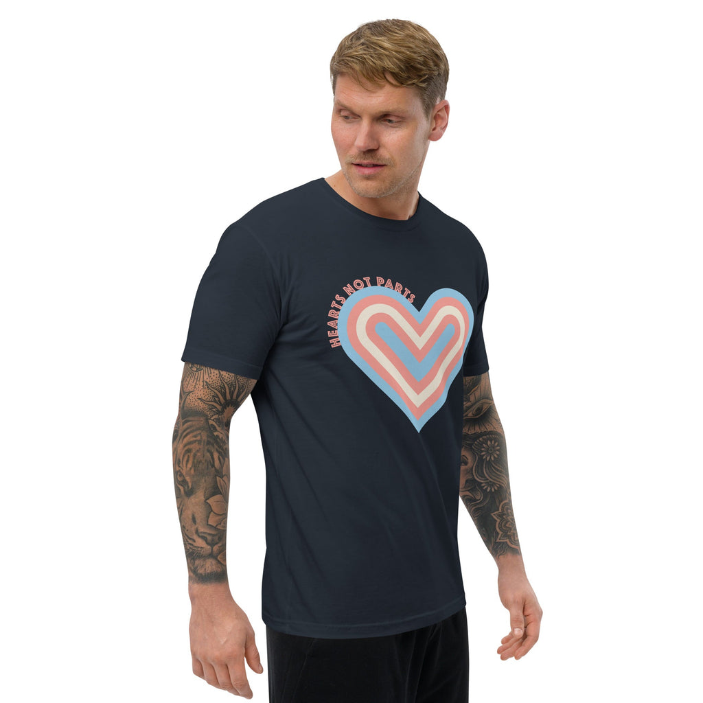 Hearts Not Parts Men's T-shirt - Midnight Navy - LGBTPride.com
