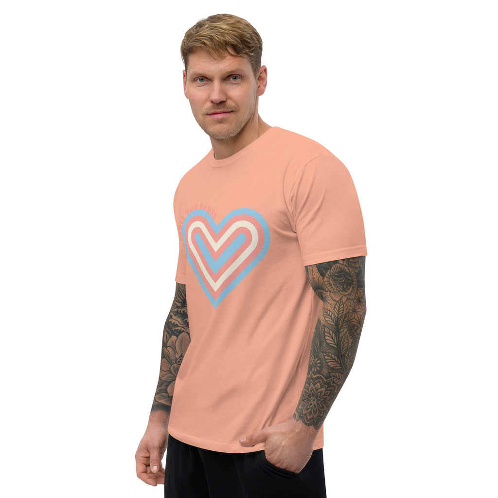 Hearts Not Parts Men's T-shirt - Desert Pink - LGBTPride.com