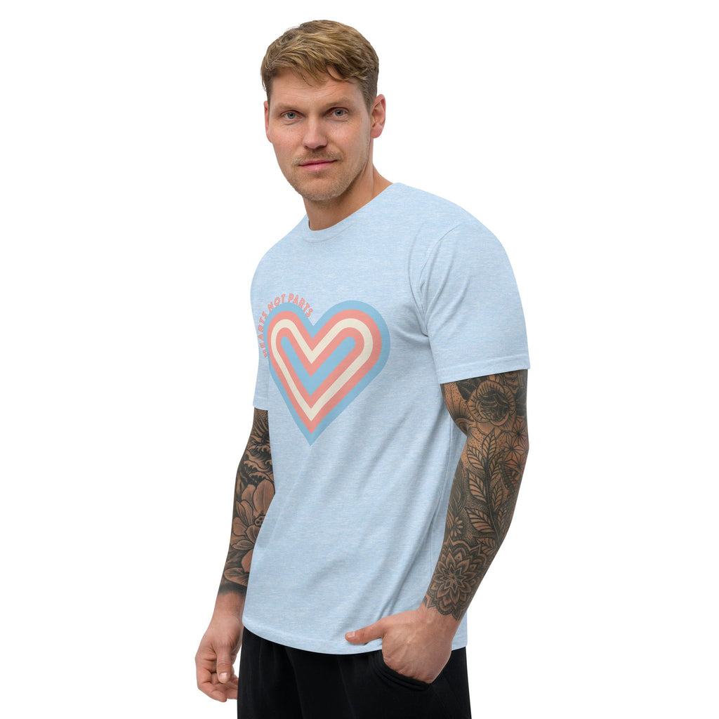Hearts Not Parts Men's T-shirt - Light Blue - LGBTPride.com