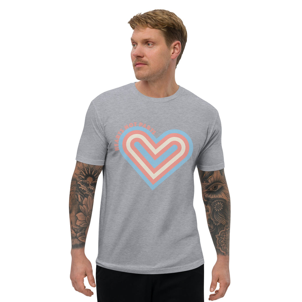 Hearts Not Parts Men's T-shirt - Heather Grey - LGBTPride.com
