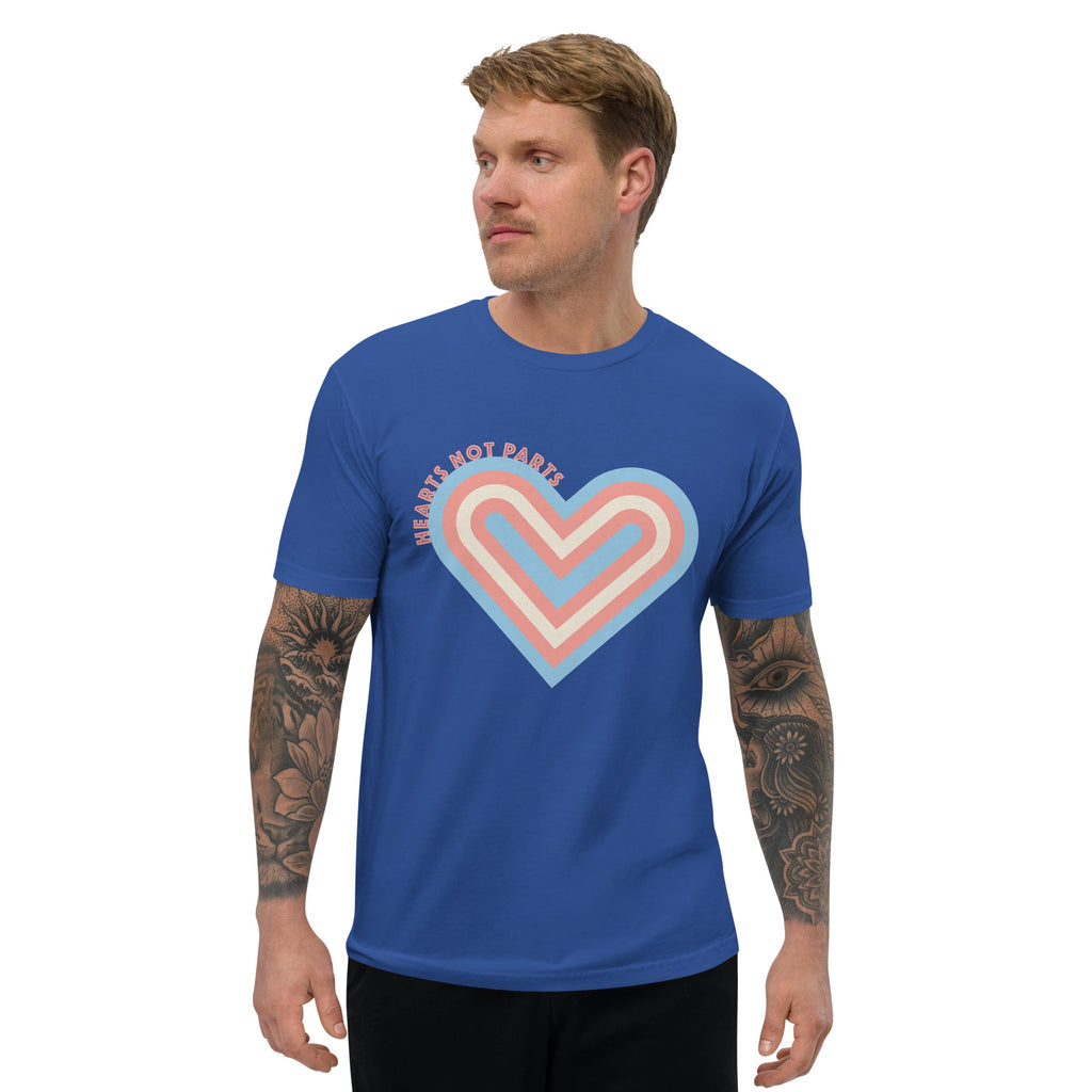 Hearts Not Parts Men's T-shirt - Royal Blue - LGBTPride.com