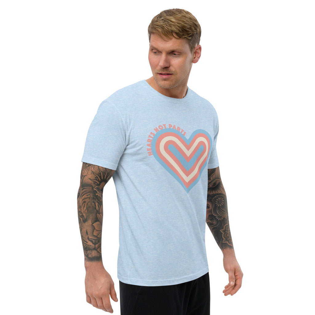 Hearts Not Parts Men's T-shirt - Light Blue - LGBTPride.com