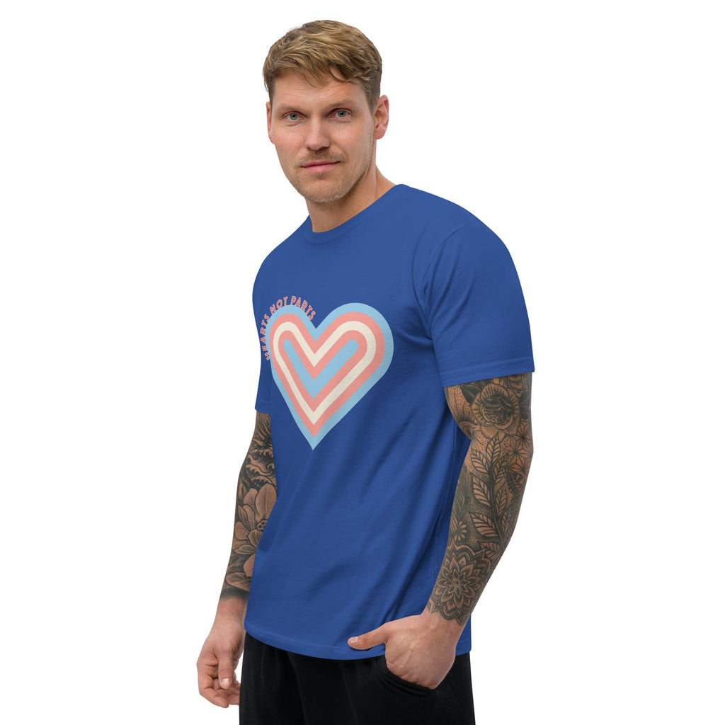 Hearts Not Parts Men's T-shirt - Royal Blue - LGBTPride.com