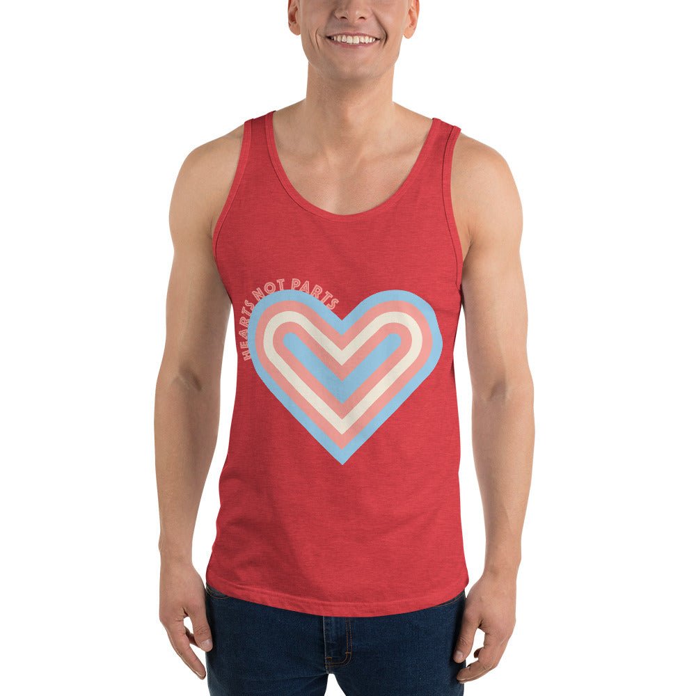 Hearts Not Parts - Men's Tank Top - Red Triblend - LGBTPride.com