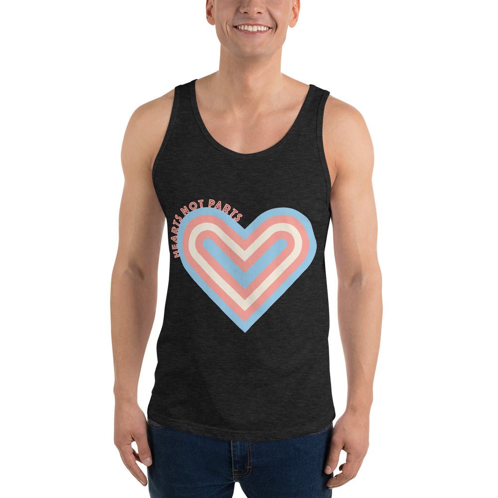 Hearts Not Parts - Men's Tank Top - Charcoal-Black Triblend - LGBTPride.com