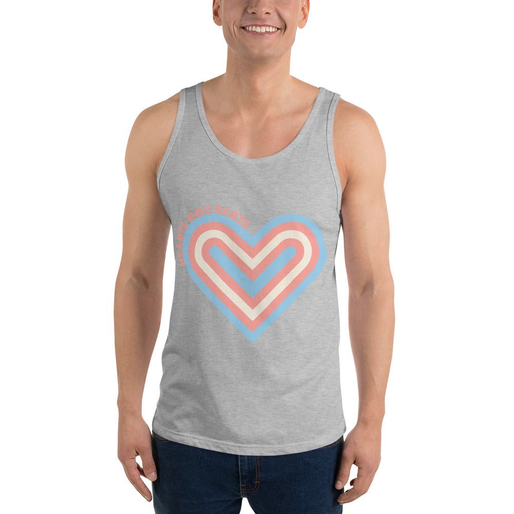 Hearts Not Parts - Men's Tank Top - Athletic Heather - LGBTPride.com