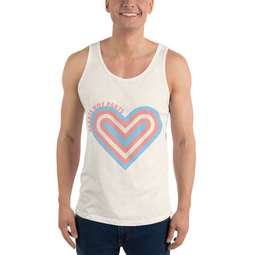 Hearts Not Parts - Men's Tank Top - Oatmeal Triblend - LGBTPride.com