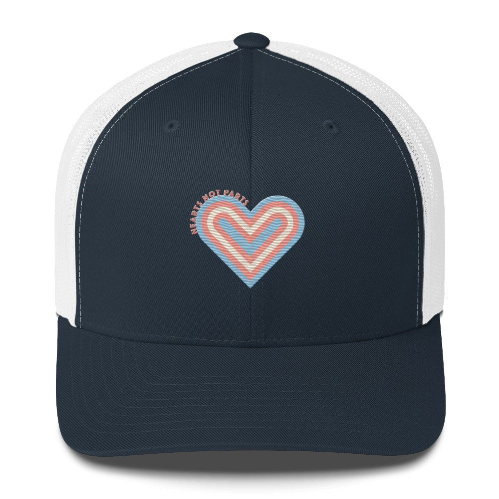 Hearts Not Parts Trucker Cap - Navy/ White - LGBTPride.com