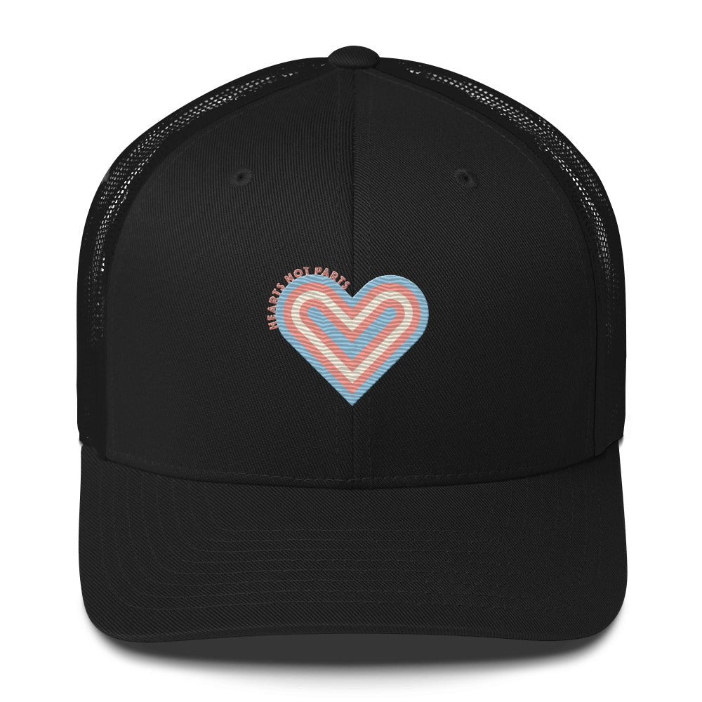 Hearts Not Parts Trucker Cap - Black - LGBTPride.com