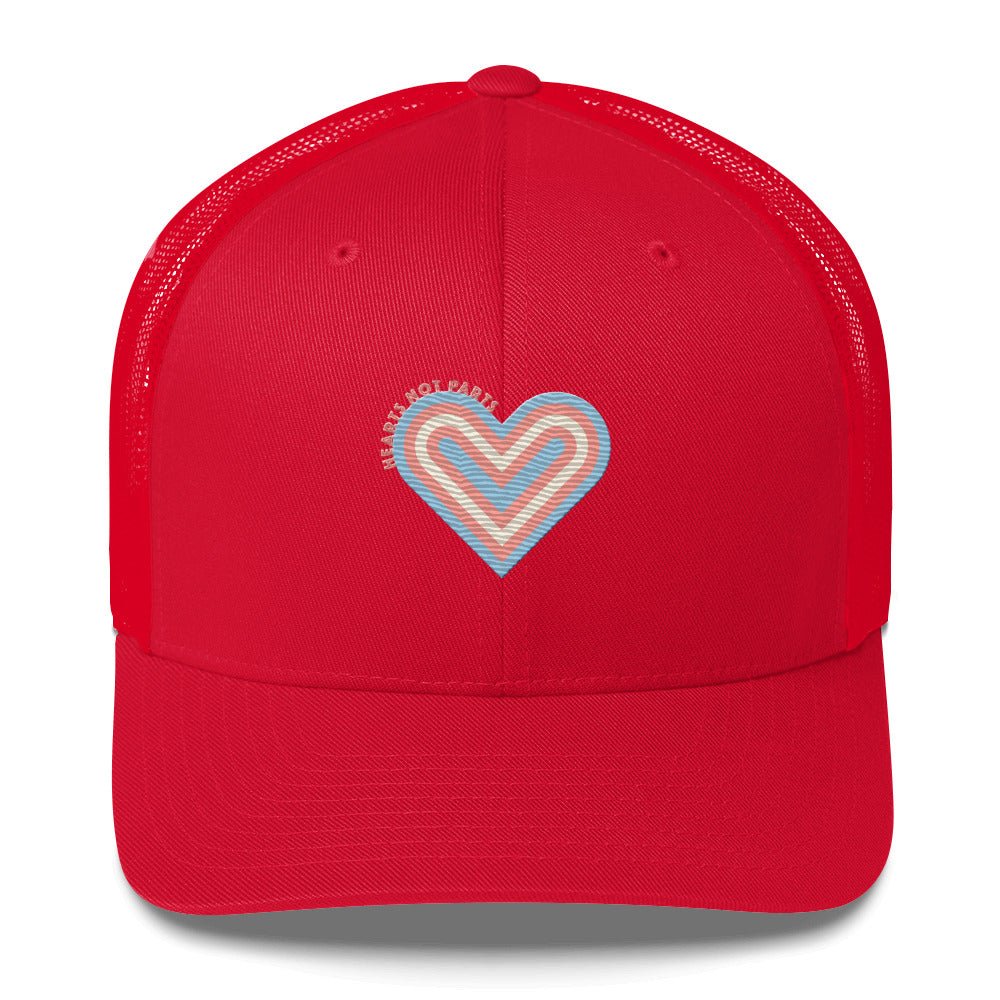 Hearts Not Parts Trucker Cap - Red - LGBTPride.com