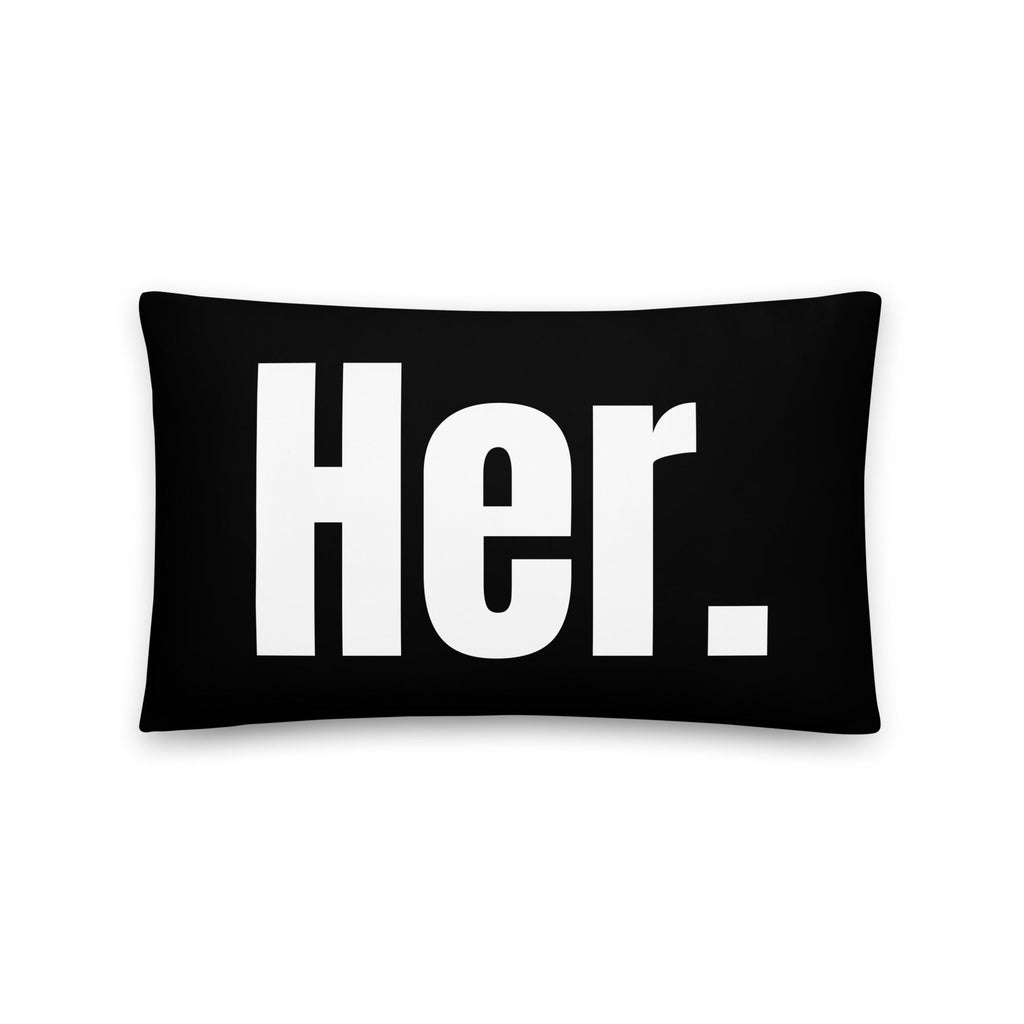 Her. Pronoun Pillow - 20″×12″ - LGBTPride.com