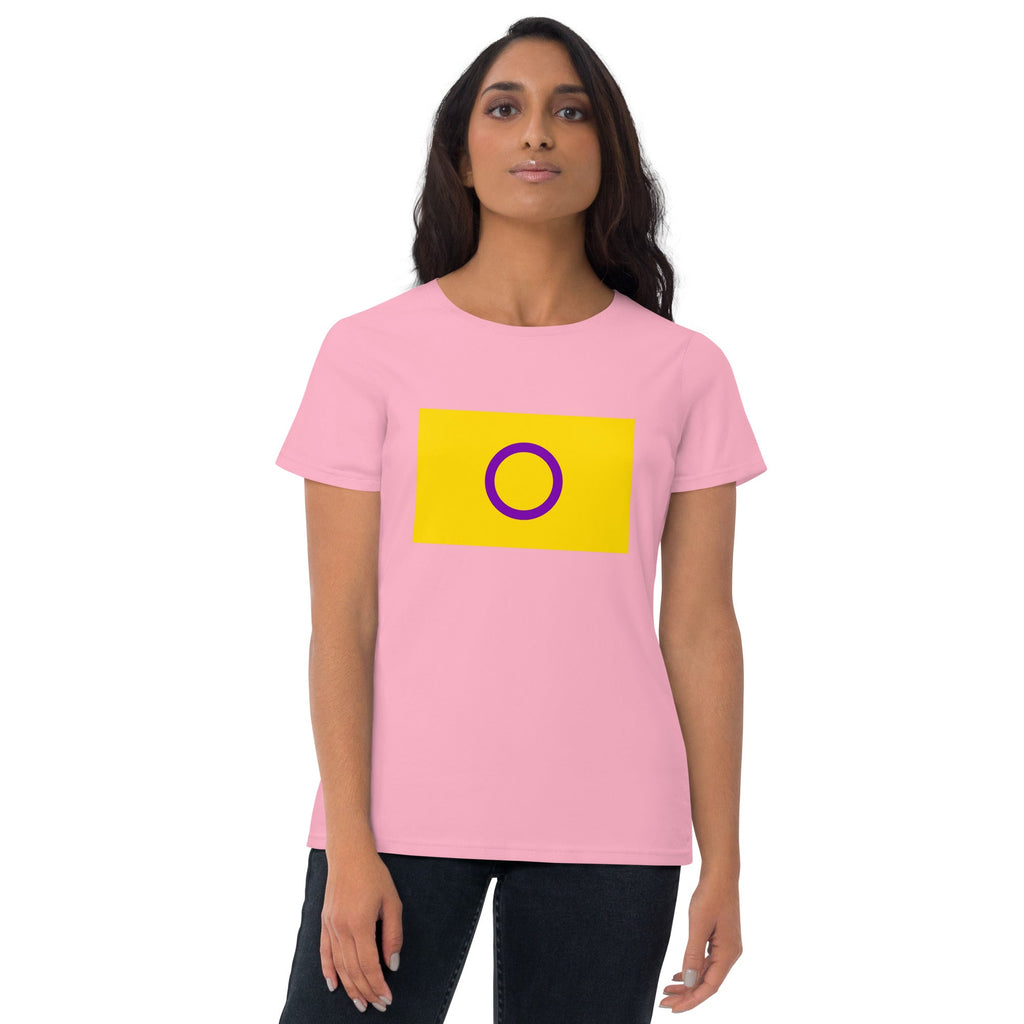 Intersex Pride Flag Women's T-Shirt - Charity Pink - LGBTPride.com