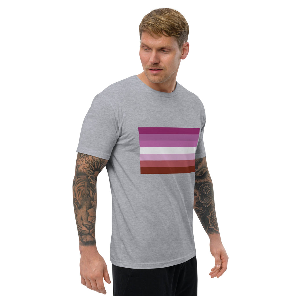 Lesbian Pride Flag Men's T-shirt - Heather Grey - LGBTPride.com