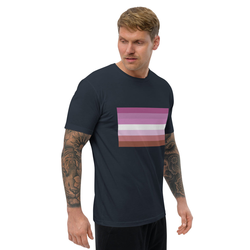 Lesbian Pride Flag Men's T-shirt - Midnight Navy - LGBTPride.com