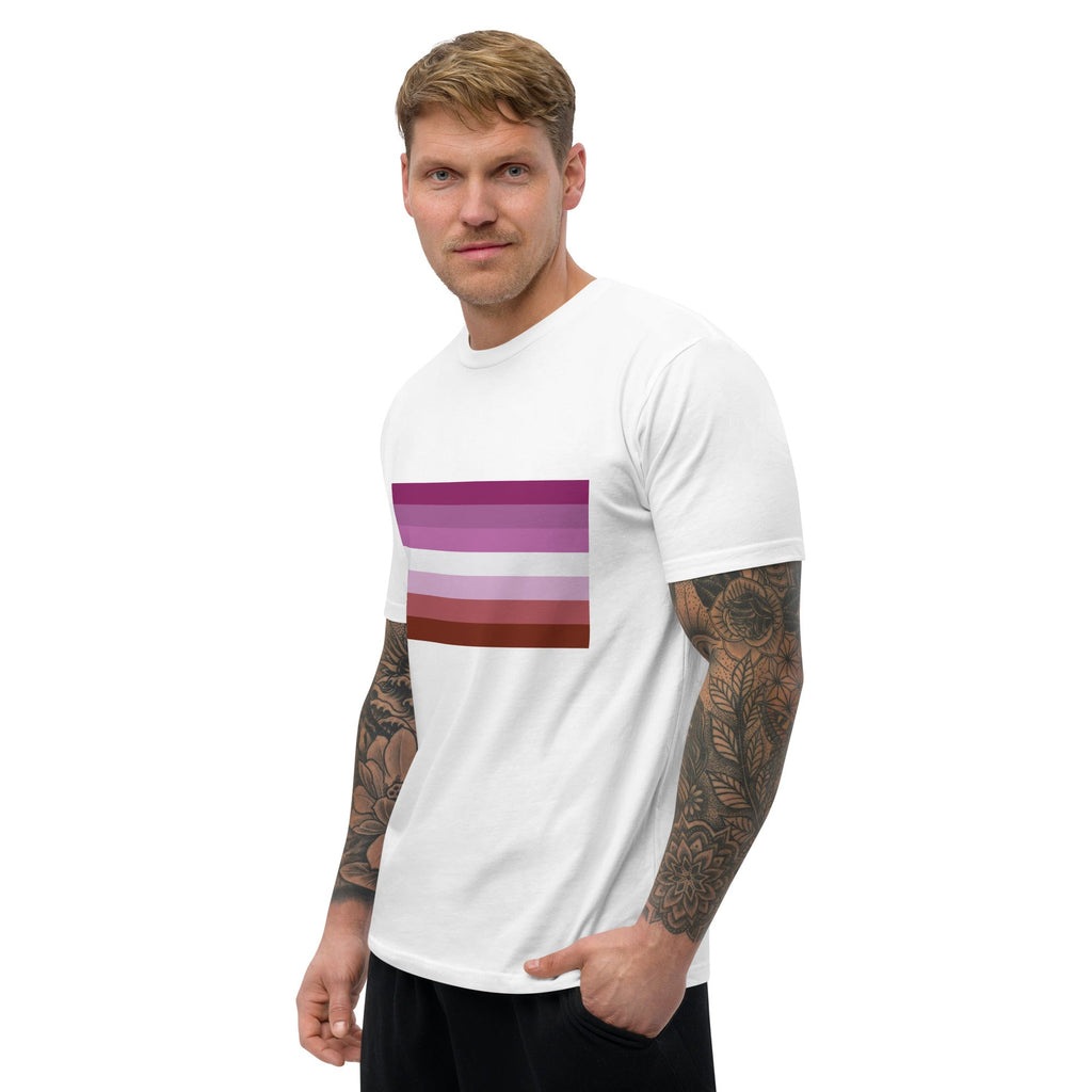 Lesbian Pride Flag Men's T-shirt - White - LGBTPride.com