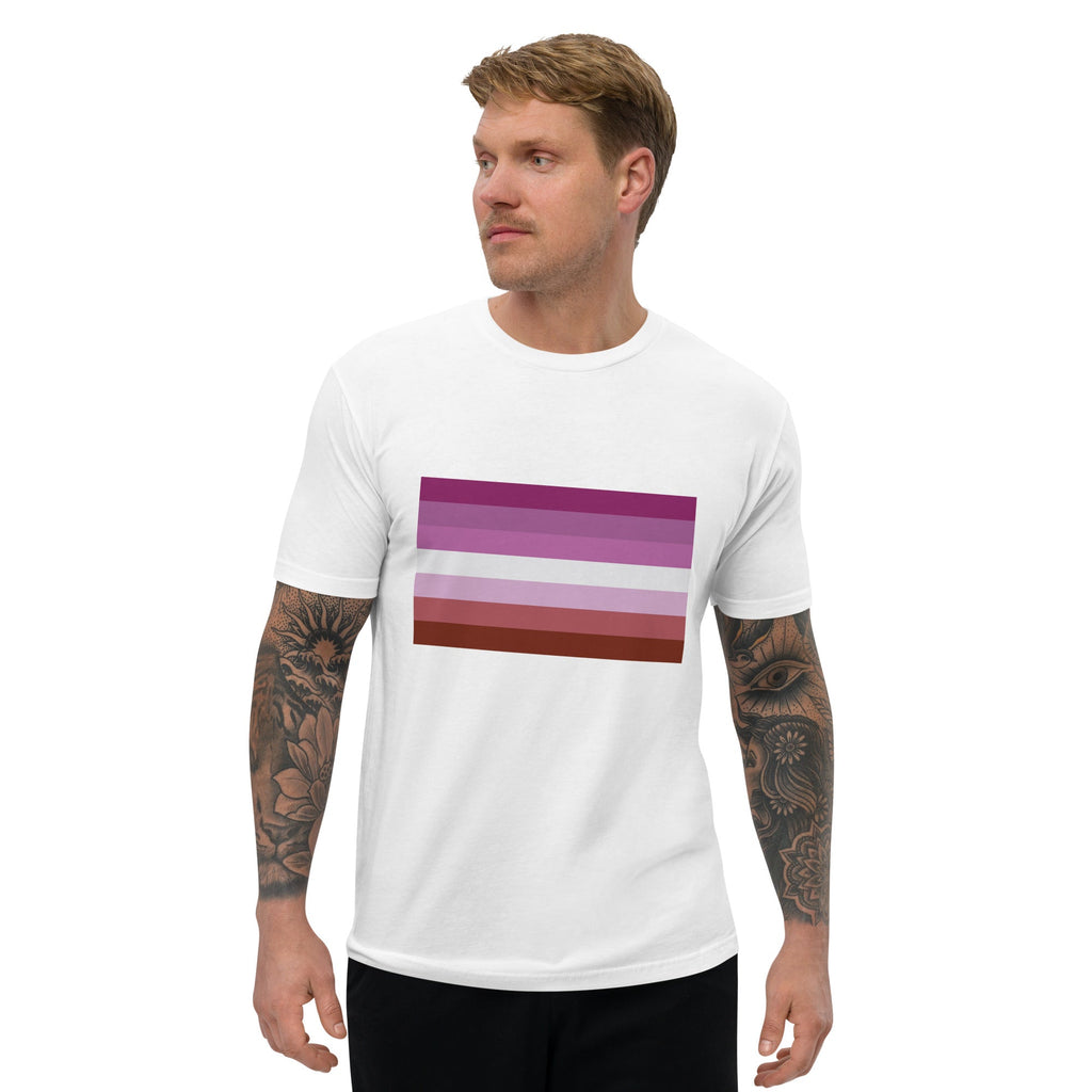 Lesbian Pride Flag Men's T-shirt - White - LGBTPride.com