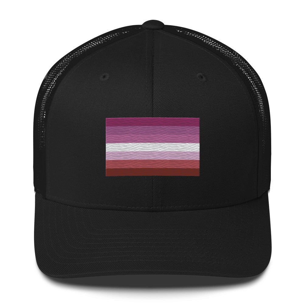 Lesbian Pride Flag Trucker Hat - Black - LGBTPride.com