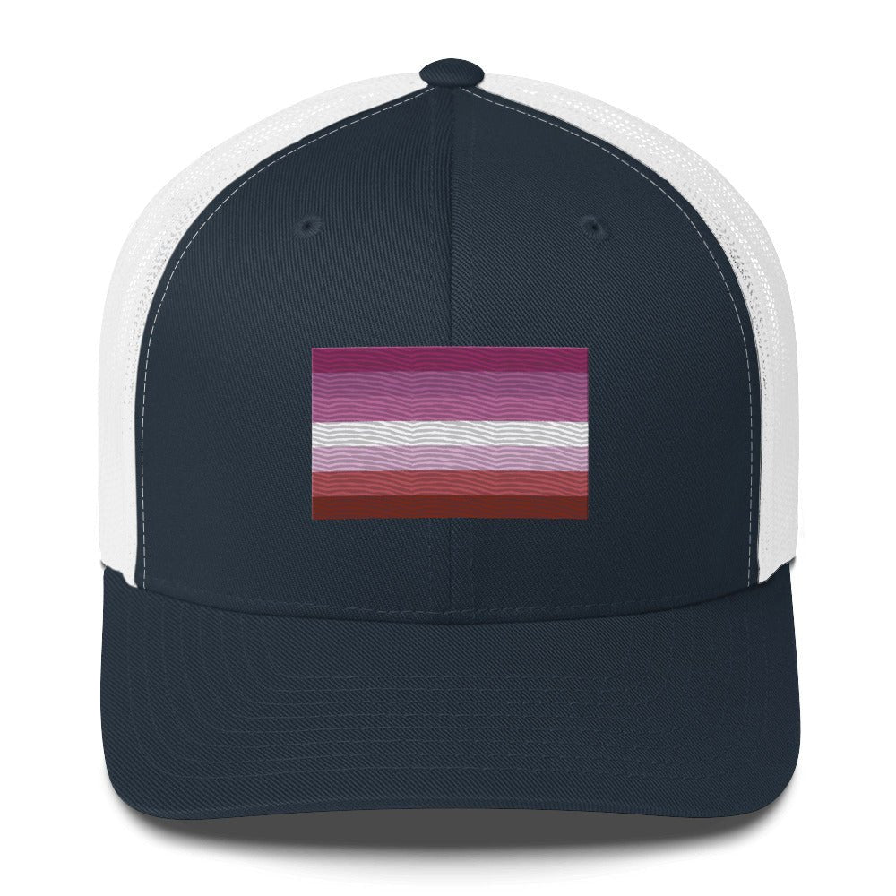 Lesbian Pride Flag Trucker Hat - Navy/ White - LGBTPride.com