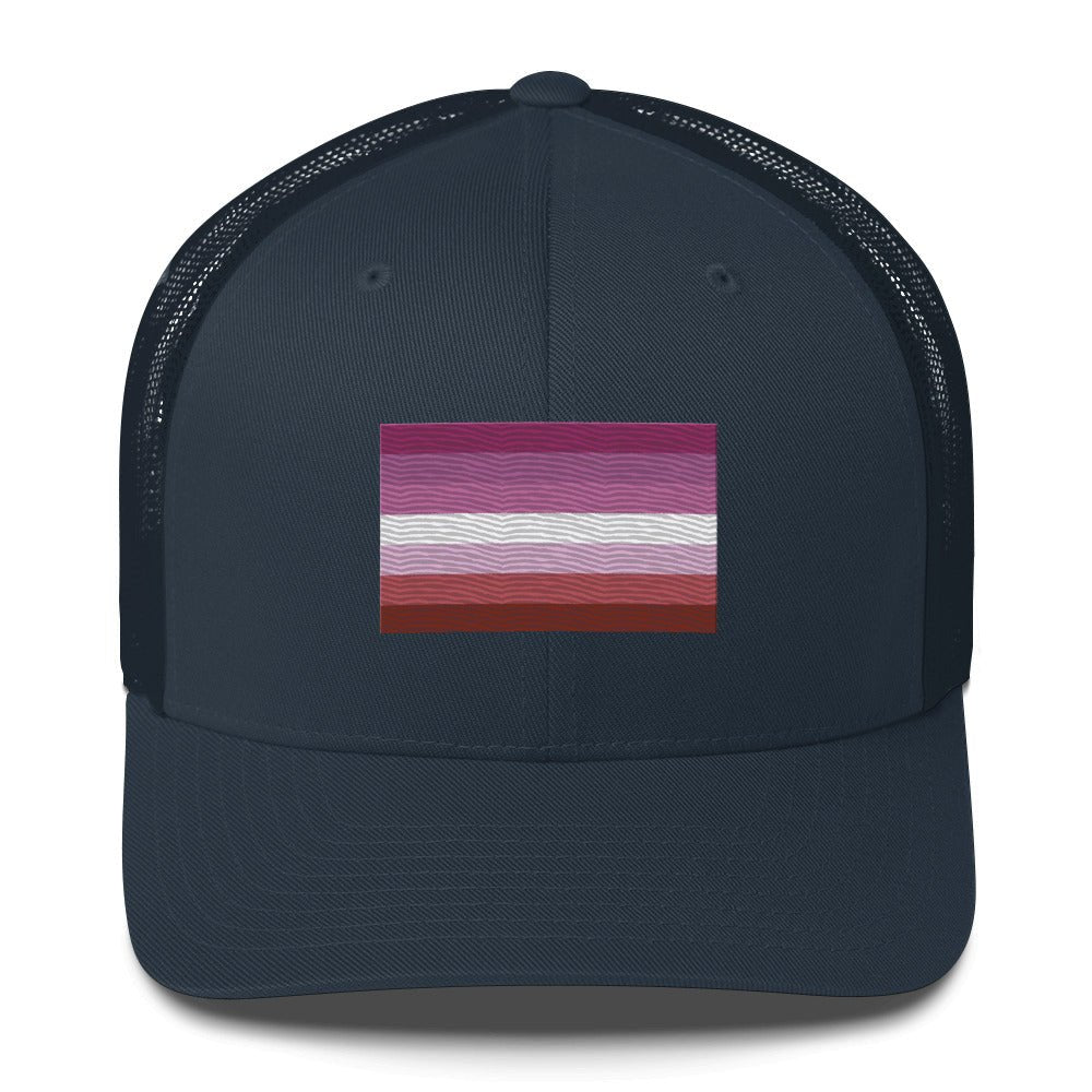 Lesbian Pride Flag Trucker Hat - Navy - LGBTPride.com