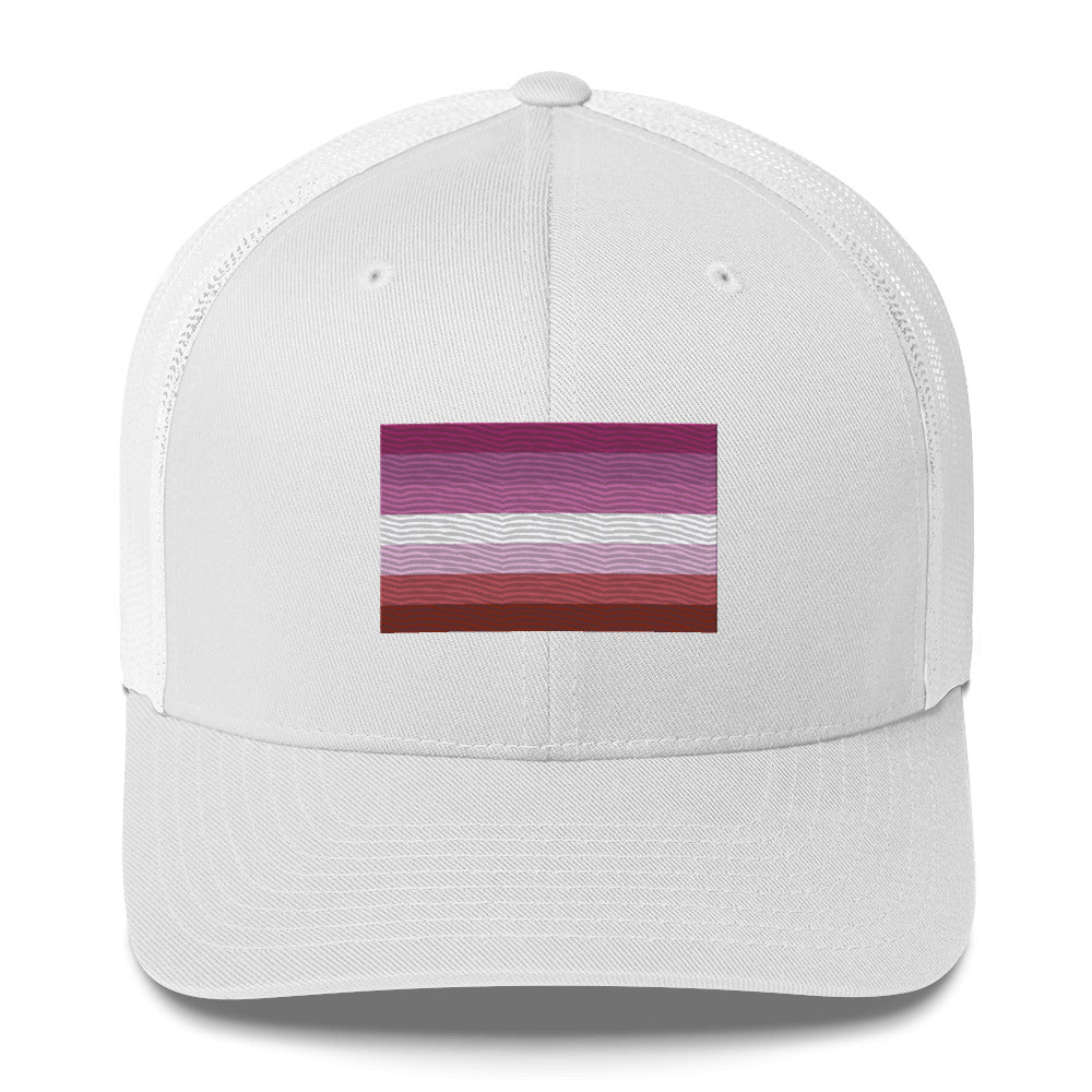 Lesbian Pride Flag Trucker Hat - White - LGBTPride.com