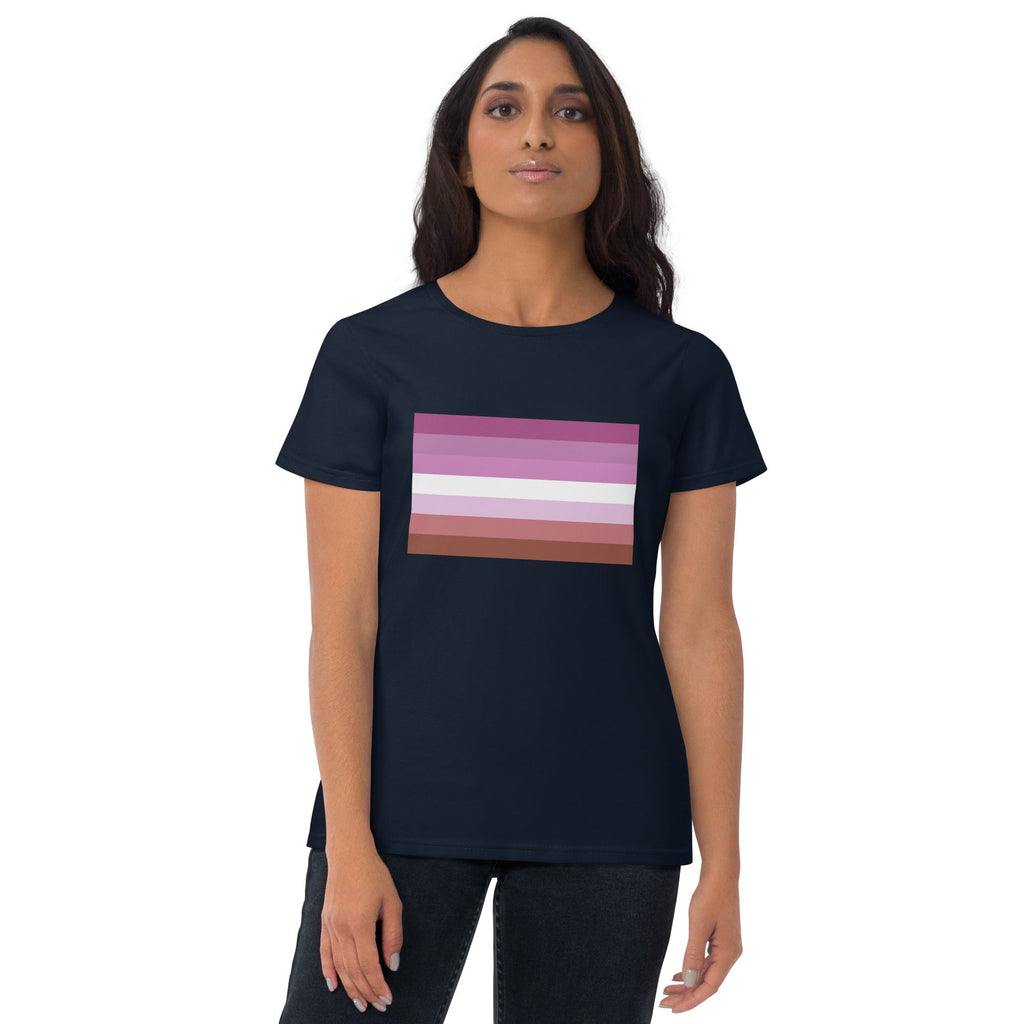 Lesbian Pride Flag Women's T-Shirt - Navy - LGBTPride.com