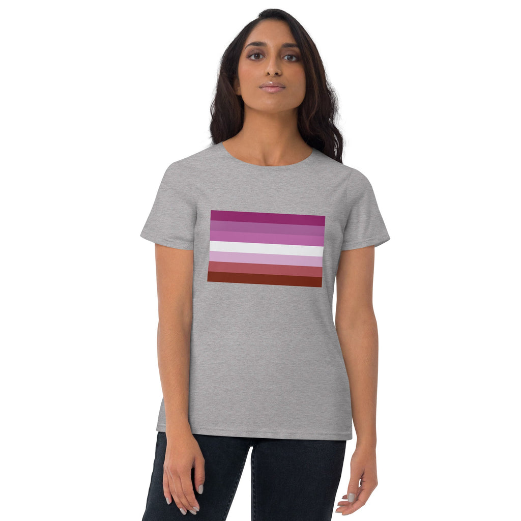 Lesbian Pride Flag Women's T-Shirt - Heather Grey - LGBTPride.com