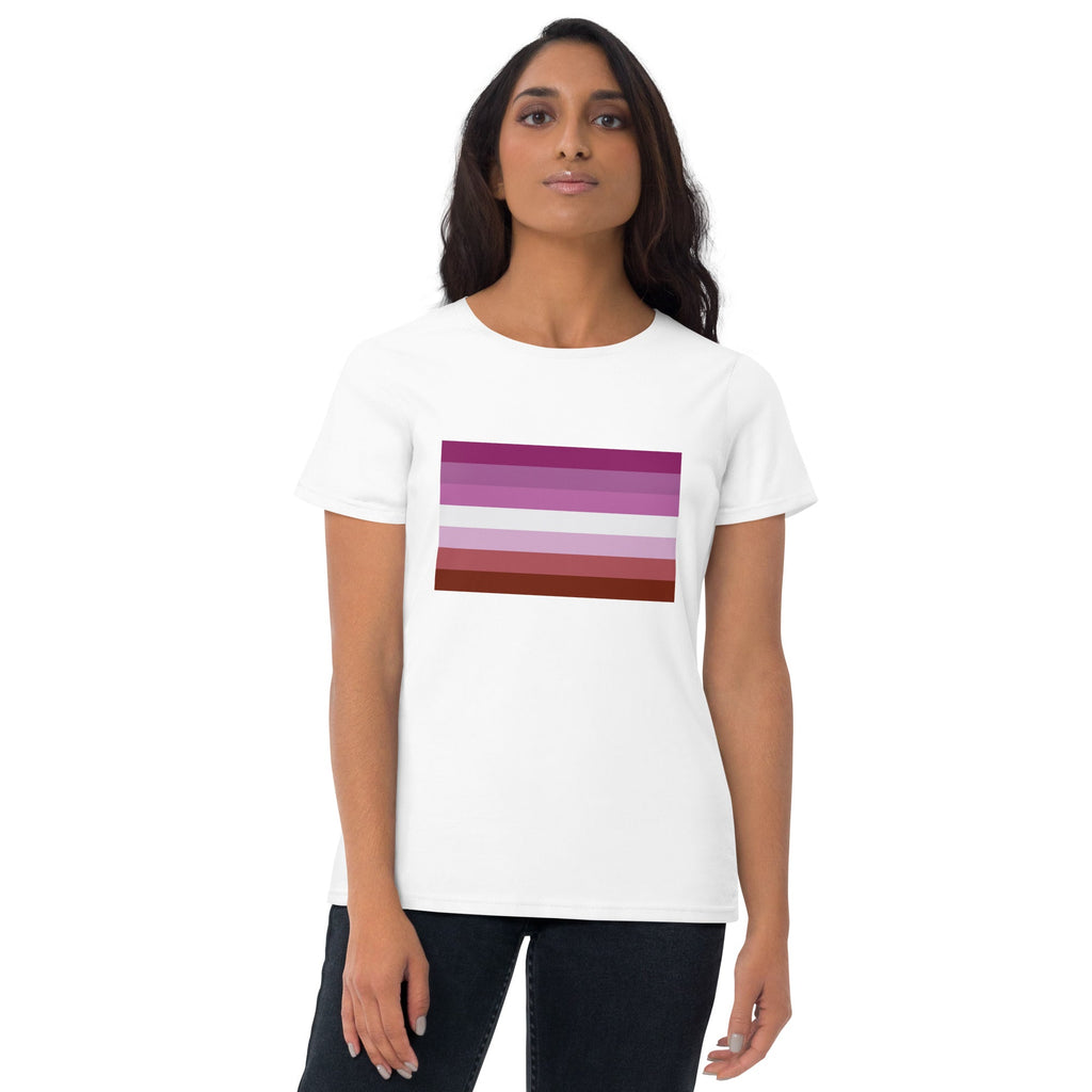Lesbian Pride Flag Women's T-Shirt - White - LGBTPride.com
