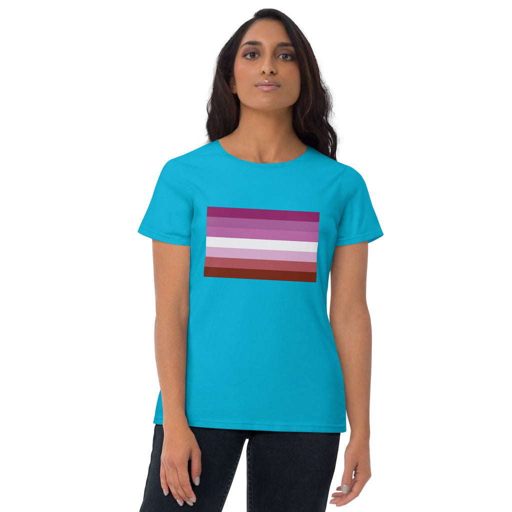 Lesbian Pride Flag Women's T-Shirt - Caribbean Blue - LGBTPride.com