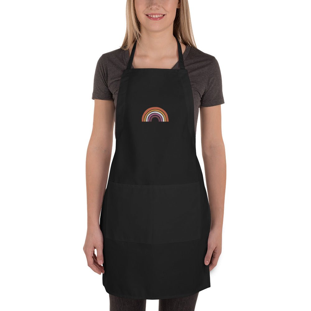 Lesbian Pride Rainbow Embroidered Apron - Black - LGBTPride.com