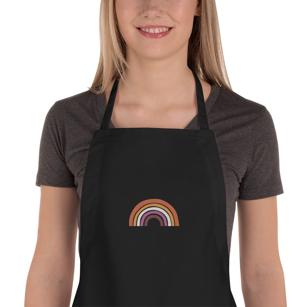 Lesbian Pride Rainbow Embroidered Apron - Black - LGBTPride.com