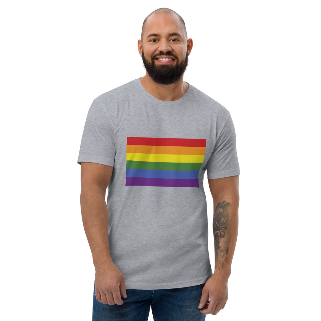 LGBT Pride Flag Men's T-shirt - Heather Grey - LGBTPride.com