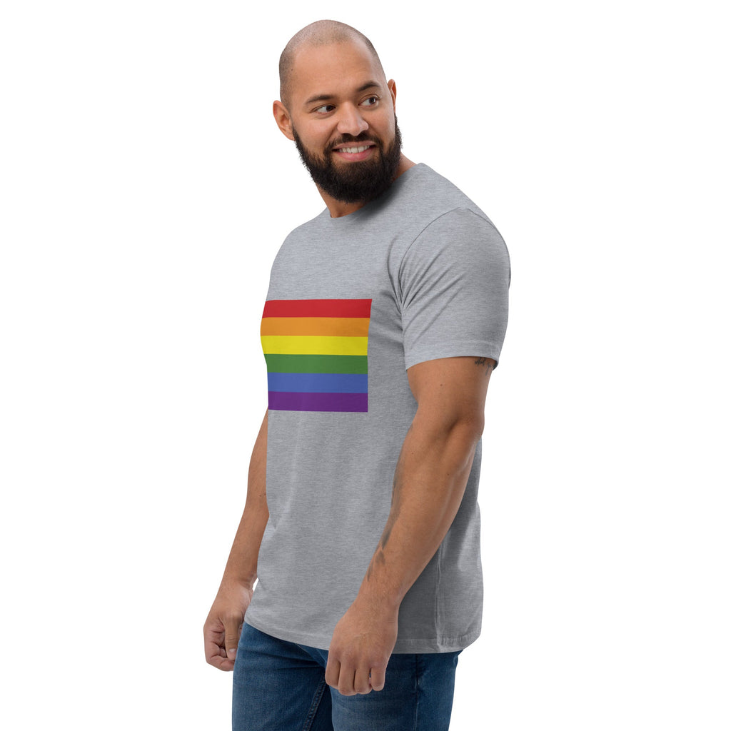 LGBT Pride Flag Men's T-shirt - Heather Grey - LGBTPride.com