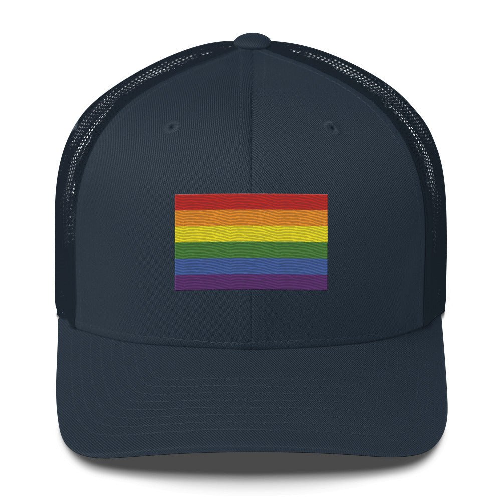LGBT Pride Flag Trucker Hat - Navy - LGBTPride.com