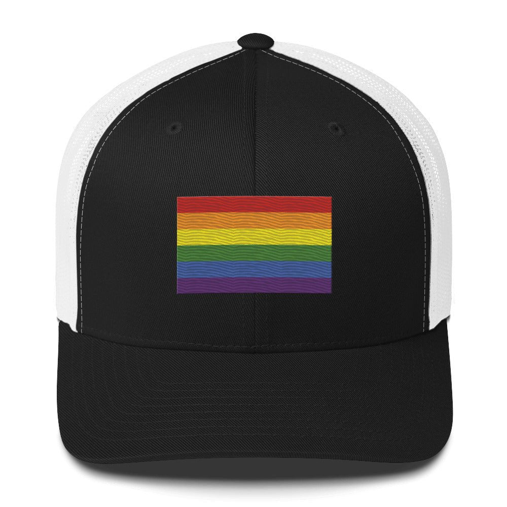 LGBT Pride Flag Trucker Hat - Black/ White - LGBTPride.com