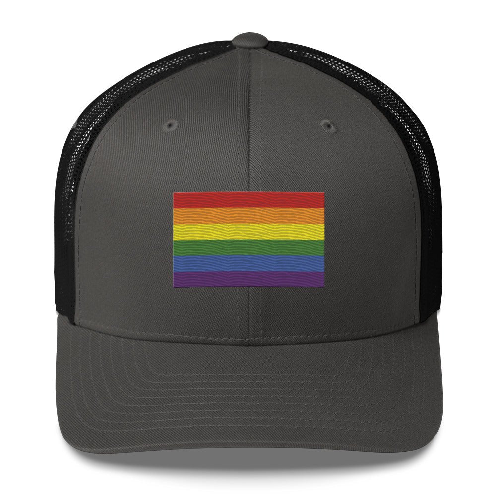 LGBT Pride Flag Trucker Hat - Charcoal/ Black - LGBTPride.com