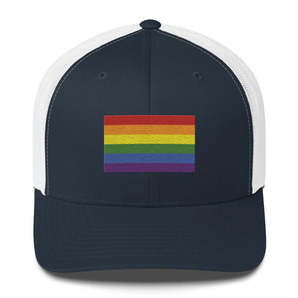 LGBT Pride Flag Trucker Hat - Navy/ White - LGBTPride.com