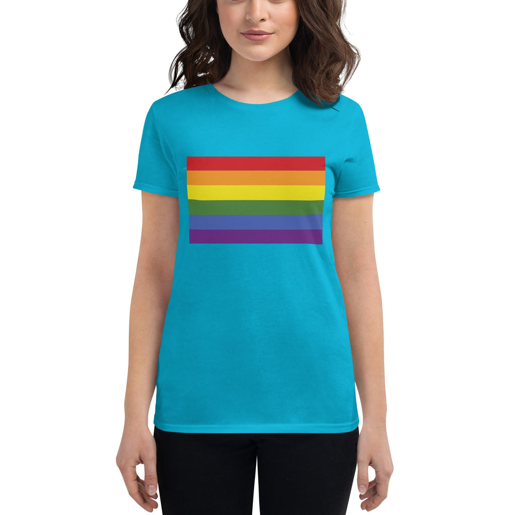 LGBT Pride Flag Women's T-Shirt - Caribbean Blue - LGBTPride.com