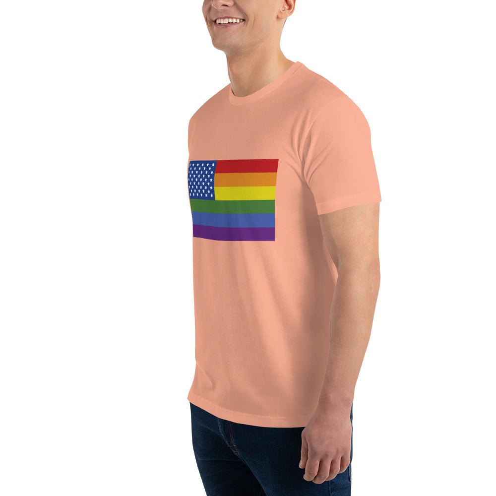 LGBT USA Pride Flag Men's T-shirt - Desert Pink - LGBTPride.com