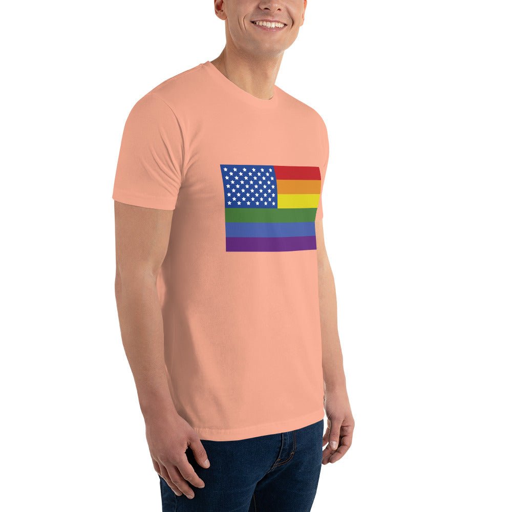 LGBT USA Pride Flag Men's T-shirt - Desert Pink - LGBTPride.com