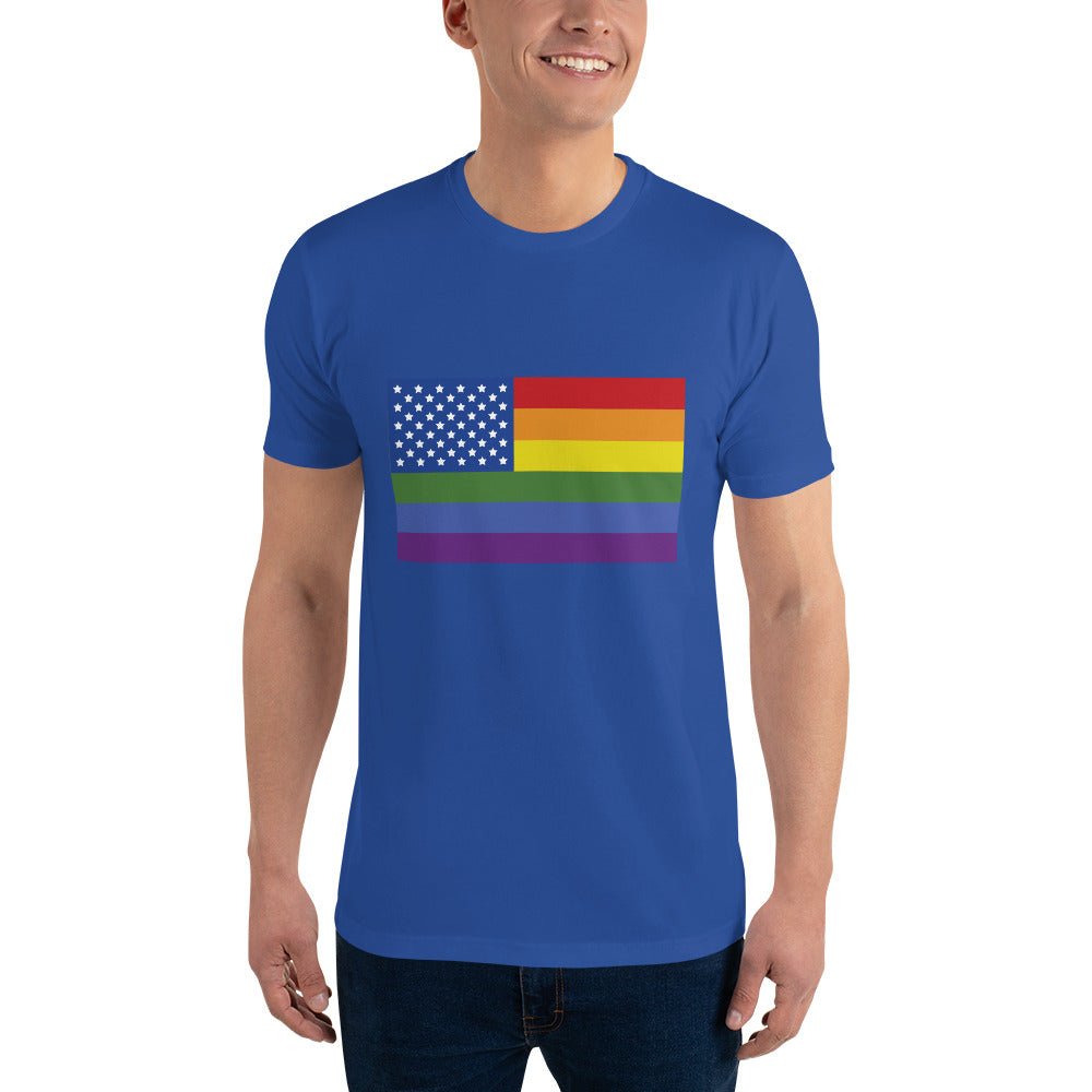 LGBT USA Pride Flag Men's T-shirt - Royal Blue - LGBTPride.com
