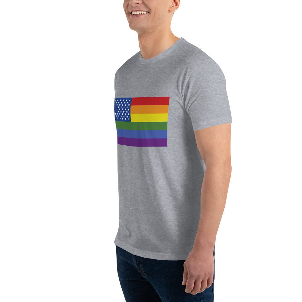 LGBT USA Pride Flag Men's T-shirt - Royal Blue - LGBTPride.com
