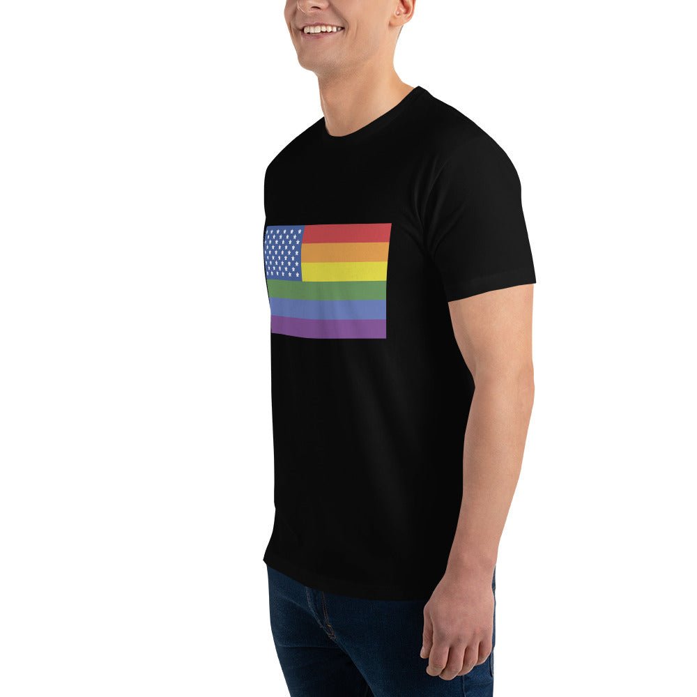 LGBT USA Pride Flag Men's T-shirt - Black - LGBTPride.com