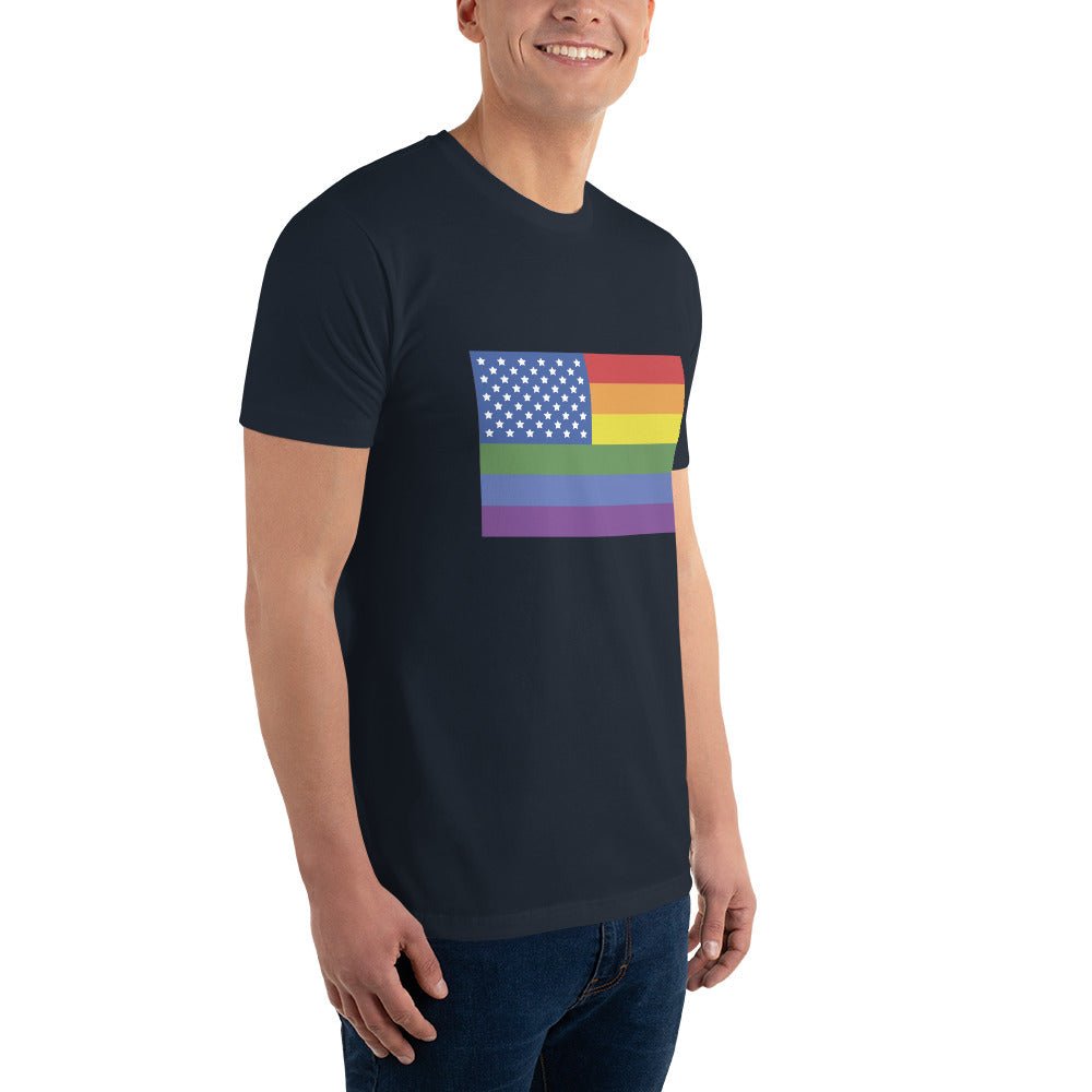 LGBT USA Pride Flag Men's T-shirt - Midnight Navy - LGBTPride.com