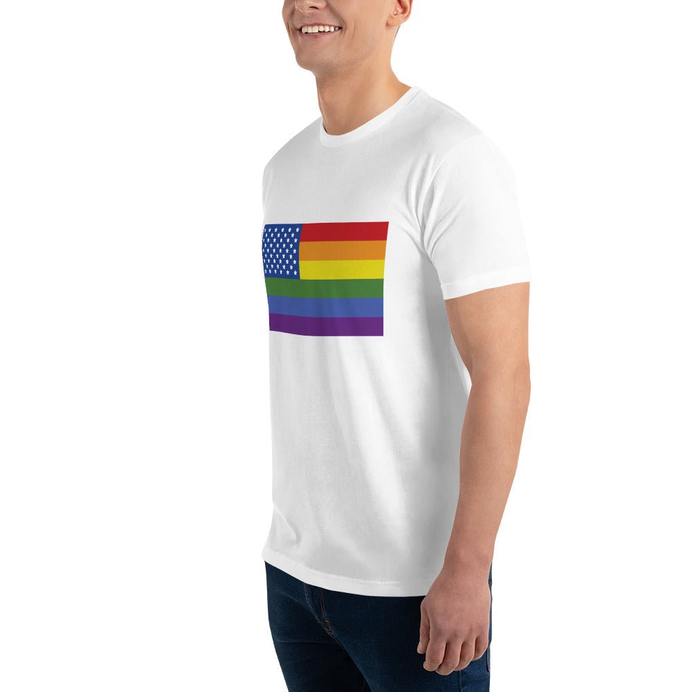 LGBT USA Pride Flag Men's T-shirt - White - LGBTPride.com