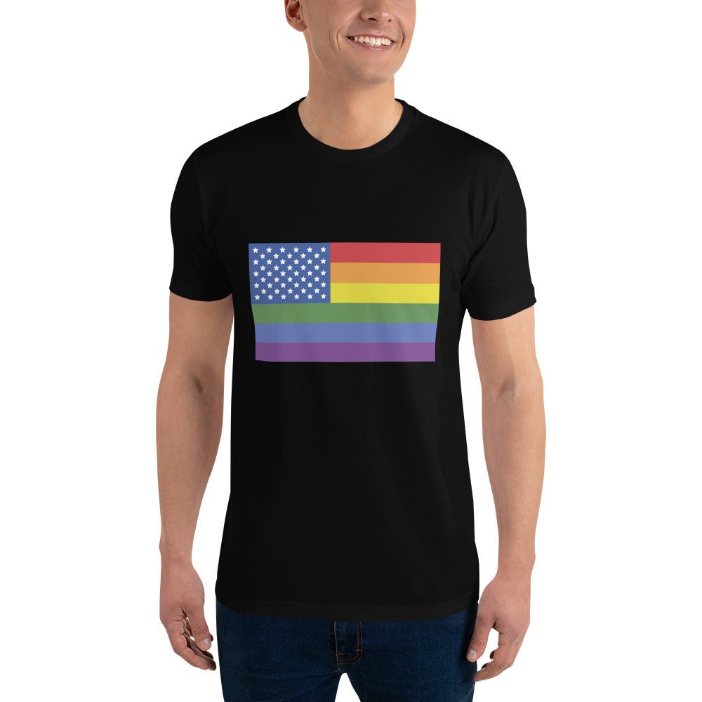 LGBT USA Pride Flag Men's T-shirt - Black - LGBTPride.com