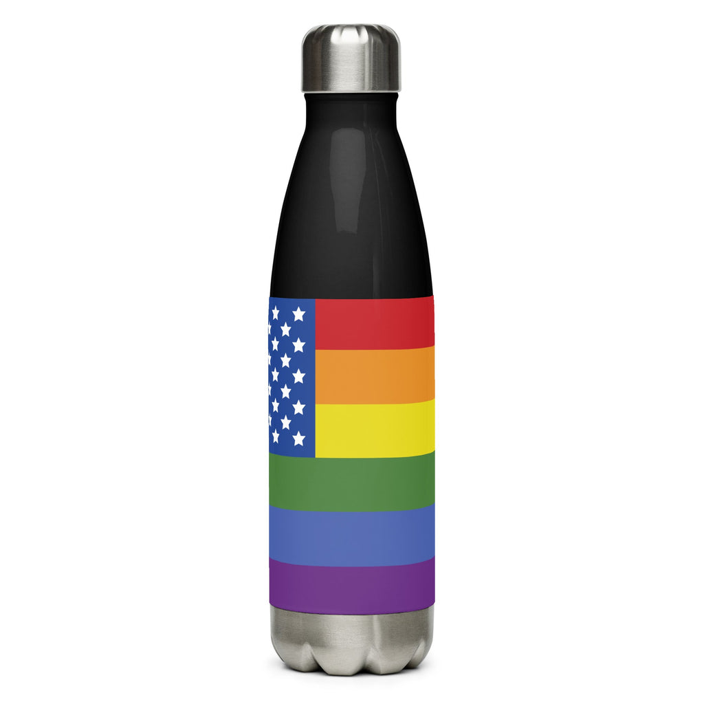 LGBT USA Stainless Steel Water Bottle - Black - LGBTPride.com