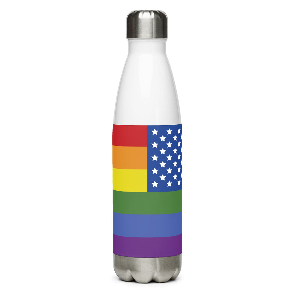 LGBT USA Stainless Steel Water Bottle - White - LGBTPride.com